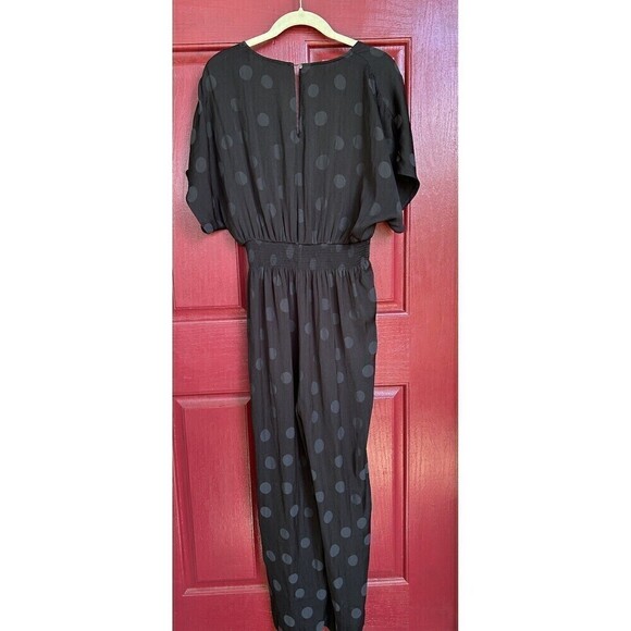Madewell Jumpsuit Womens S Black Polka Dot Dolman Smocked Waist Wide Leg Boho - Picture 6 of 9